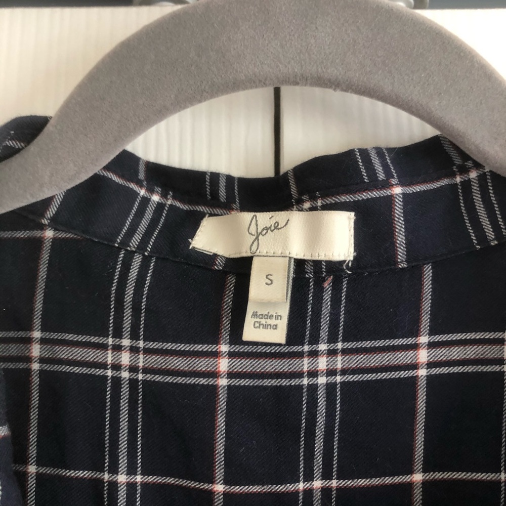 Joie | Plaid Fara B Ruffle V-Neck Blouse - Picture 7 of 8
